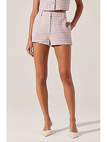 Astr Wynn Tweed Shorts in Pink Multi (view 2)