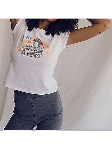 People of Leisure Willie Nelson Tee in White (view 2)