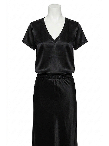 NATION LTD June V Neck Tee in Black (view 1)