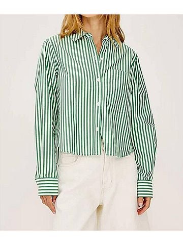 Rails Ramy Button-Up Shirt in Emerald Stripe (view 2)