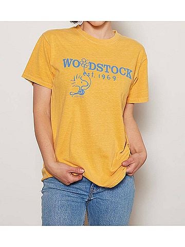 People of Leisure Peanuts Woodstock 1969 Tee in Marigold (view 2)