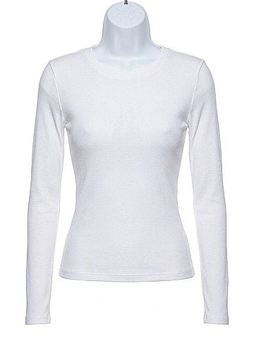 Bobi Long Sleeve Scoop Neck Tee in White (view 1)
