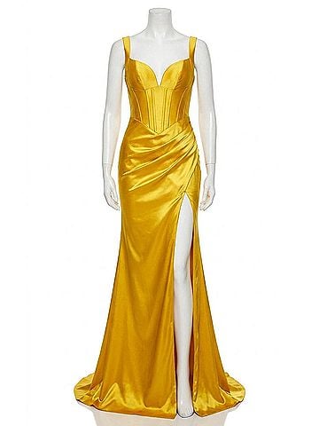 Portia & Scarlett Hot Stone Corset With Satin Skirt in Yellow (view 1)