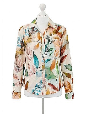 FDJ Split-Neck Long Sleeve Shirt in Miriam Print (view 1)