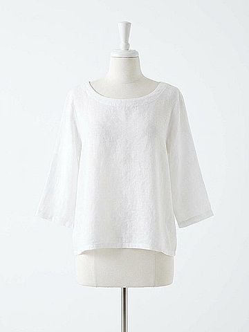 Inizio Easy Linen Top in White (view 1)