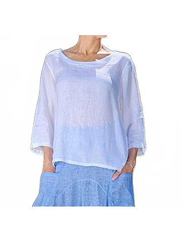 Inizio Easy Linen Top in White (view 2)