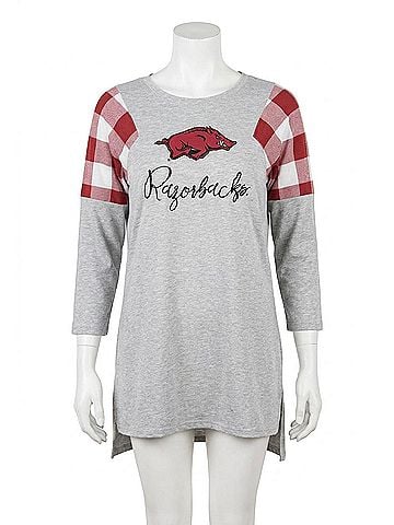 Gameday couture University Of Arkansas Get In Check Tunic in Grey/Red (view 1)