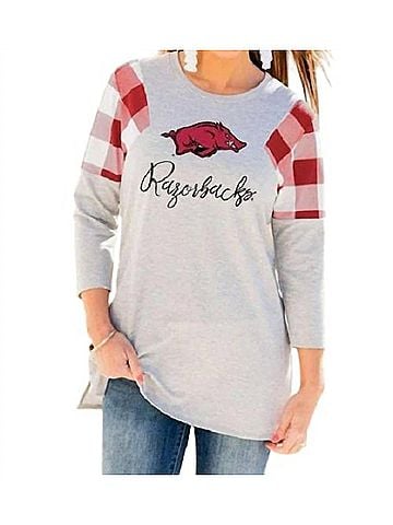 Gameday couture University Of Arkansas Get In Check Tunic in Grey/Red (view 2)