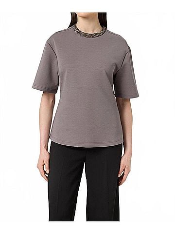 Soaked Magana Glitter Short Sleeves Blouse in Dark Gull Gray (view 2)