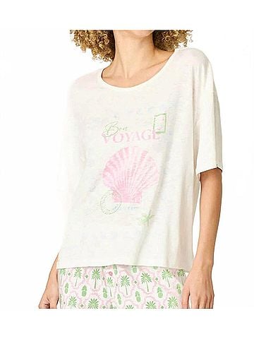 P.J. Salvage Playful Prints Bon Voyage Short Sleeve Tee in Ivory (view 2)