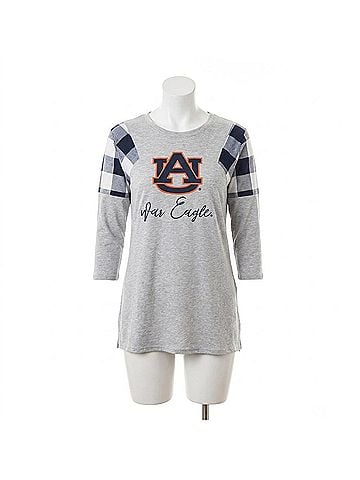 Gameday couture Auburn University Get In Check Tunic in Grey/Navy (view 1)