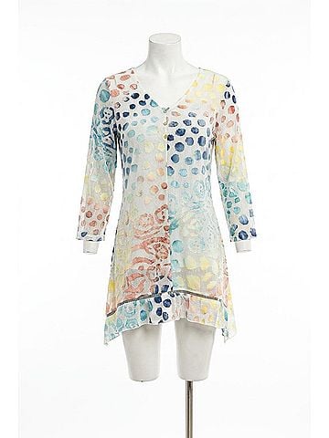 Adore Animal Print Burnout Tunic in Multi Colored (view 1)