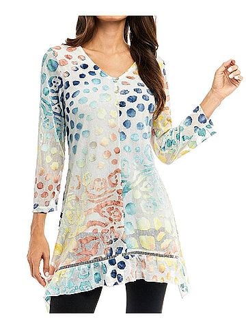 Adore Animal Print Burnout Tunic in Multi Colored (view 2)