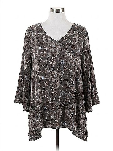 Jade by Jane Paisley Cross Front Tunic Top in Charcoal (view 1)