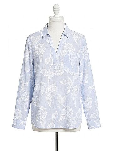 Nic + Zoe Striped Jacquard Top in Sky (view 1)