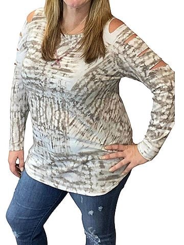 Honeyme Cut Out Neutral Top in Grey (view 2)