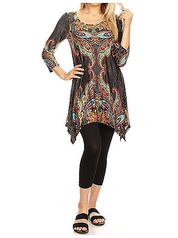 White Mark Marlene Tunic Top in Brown Multi (view 2)