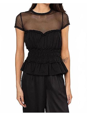 Generation Love Sigrid Mesh Combo Top in Black (view 2)
