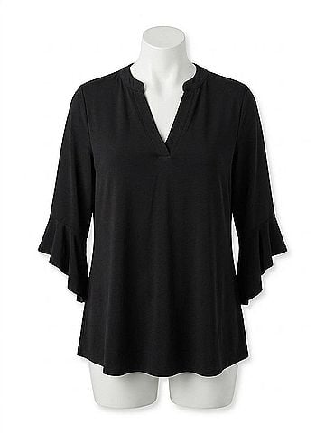 Honeyme Ruffle Sleeve Gabby Top in Black (view 1)