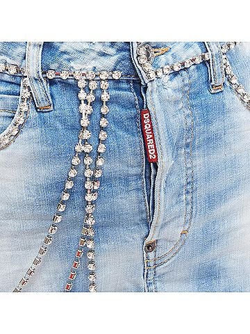 Dsquared2 Dsquared2 Denim Crystal Chain Mini Skirt (view 2)