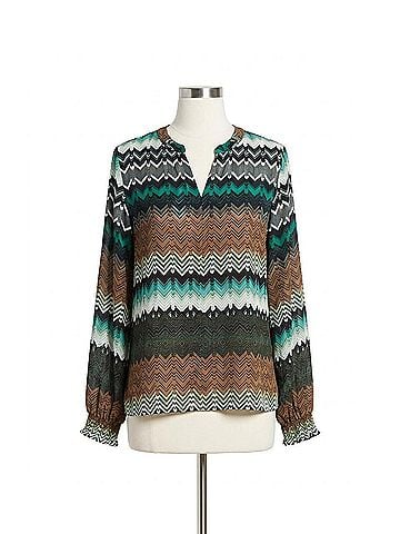 Tyler Boe Alicia Crepe Chevron Blouse in Multi (view 1)