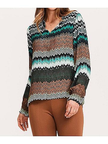 Tyler Boe Alicia Crepe Chevron Blouse in Multi (view 2)