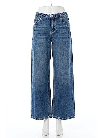 Tribal Audrey Pleated Wide Leg Jeans in Bluebliss (view 1)
