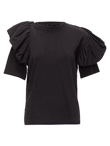 Dries Van Noten Dries Van Noten Cotton Asymmetric Ruffle Top (view 1)