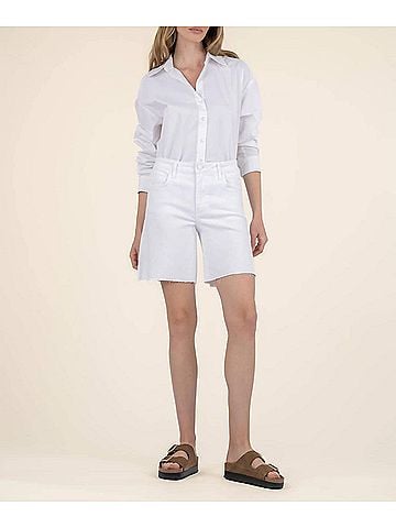 Kut from the Kloth Hailey High Rise Bermuda Shorts in Optic White (view 2)