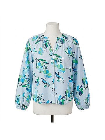 Shoshanna Mira Long Sleeve Top in French Blue (view 1)