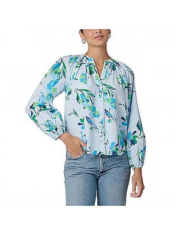 Shoshanna Mira Long Sleeve Top in French Blue (view 2)