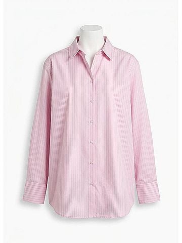 Hatch Classic Button Down Shirt -Maternity in Purple/ Pink Stripe (view 1)