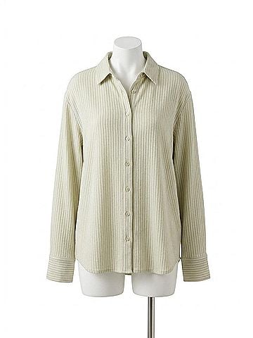 Hatch Lightweight Classic Buttondown Shirt -Maternity in Natural Blue Stripe (view 1)