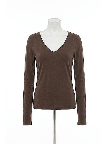 LA Made Esya V-Neck Long Sleeve Top in Mahogany (view 1)