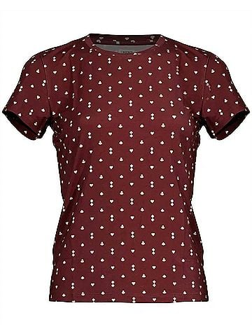 L'Agence Women's Ressi Playing Card Crew Shirt in Black Cherry (view 2)