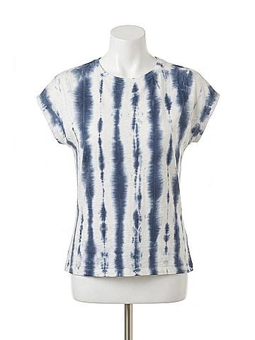 XCVI Arwen Mock Neck Classic Tee in Pelagic Wash (view 1)
