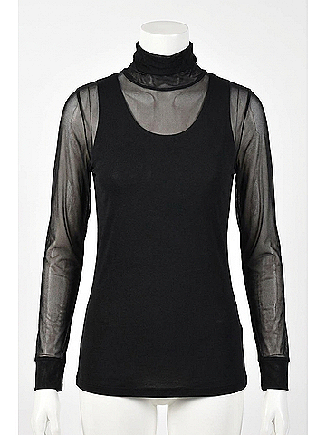 Frank Lyman Design Sheer Black Turtleneck in Black (view 1)