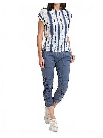XCVI Arwen Mock Neck Classic Tee in Pelagic Wash (view 2)