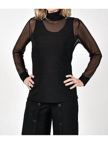 Frank Lyman Design Sheer Black Turtleneck in Black (view 2)
