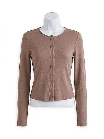 Michael Stars Women's Trixie Garment Dyed Button Front Knit Top in Cobblestone (view 2)