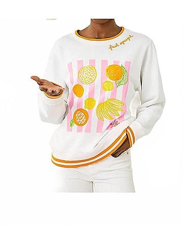 Lilly Pulitzer Ballad Long Sleeve Sweatshirt in Multi Fresh Squeezed Embroidery (view 2)