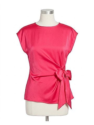 Lyssé Rosalia Tie Drape Mix Media Top in Pink (view 1)