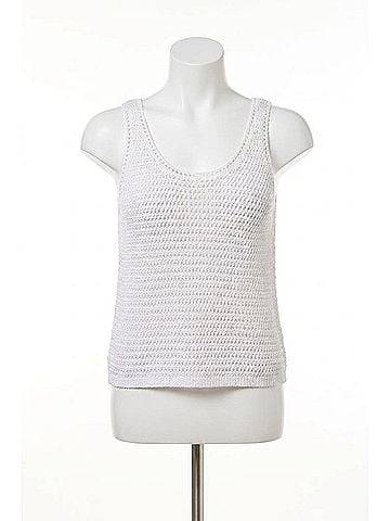 Tribal Crochet Scoop Neck Tank Top in White (view 1)