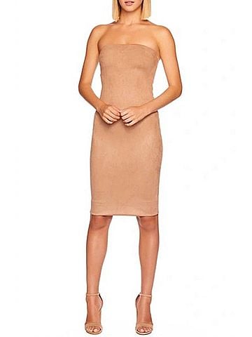 Susana Monaco Faux Suede Tube Dress in Sand (view 2)