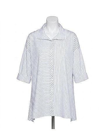 Stella Carakasi Attitude Shirt in White Yarn Dye Stripe (view 1)