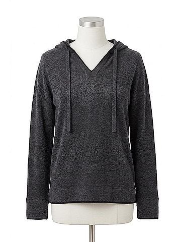 Barefoot Dreams Tipped Contrast Hoodie in Carbon (view 1)