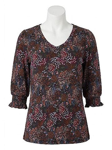 FDJ Floral Three Quarter Sleeve Top in Multi (view 1)