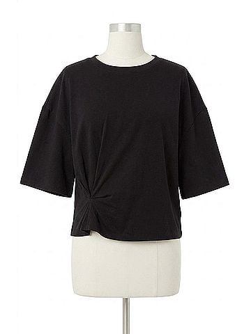 Michael Stars Zinnia Tokyo Jersey Side Pleated Tee in Black (view 1)
