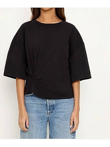 Michael Stars Zinnia Tokyo Jersey Side Pleated Tee in Black (view 2)