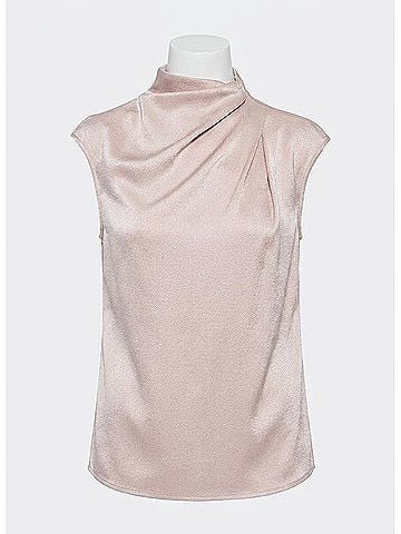 Lyssé Aisha High Neck Draped Blouse in Rose Petal (view 1)